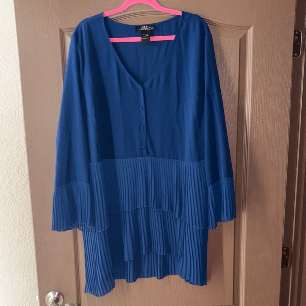 Midnight Velvet Royal Blue Pleated Tunic